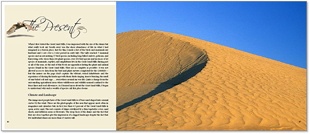 double page spread from the book The Great Sand Hills: A Prairie Oasis
