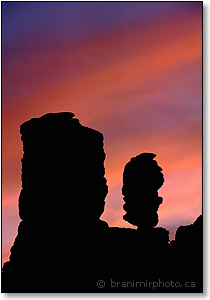 rock formations at sunset