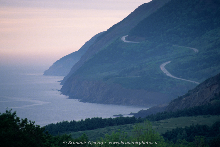 Photo Gallery Image Cape Breton Highlands National Park Car On Cabot Trail At Sunset Nova Scotia