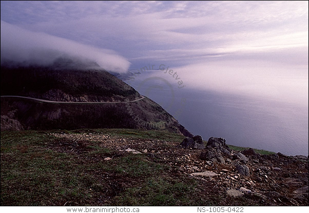 Cabot Trail in fog, Cape Breton Highlands National Park