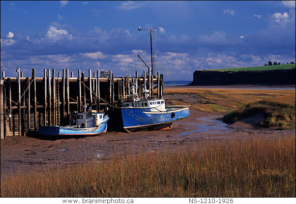 two fishing boats at low tide, Bay of Fundy