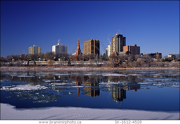 Saskatoon skyline in winter